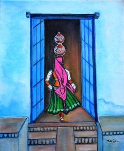 Rajasthani Beauty-Amrita an original painting on canvas.